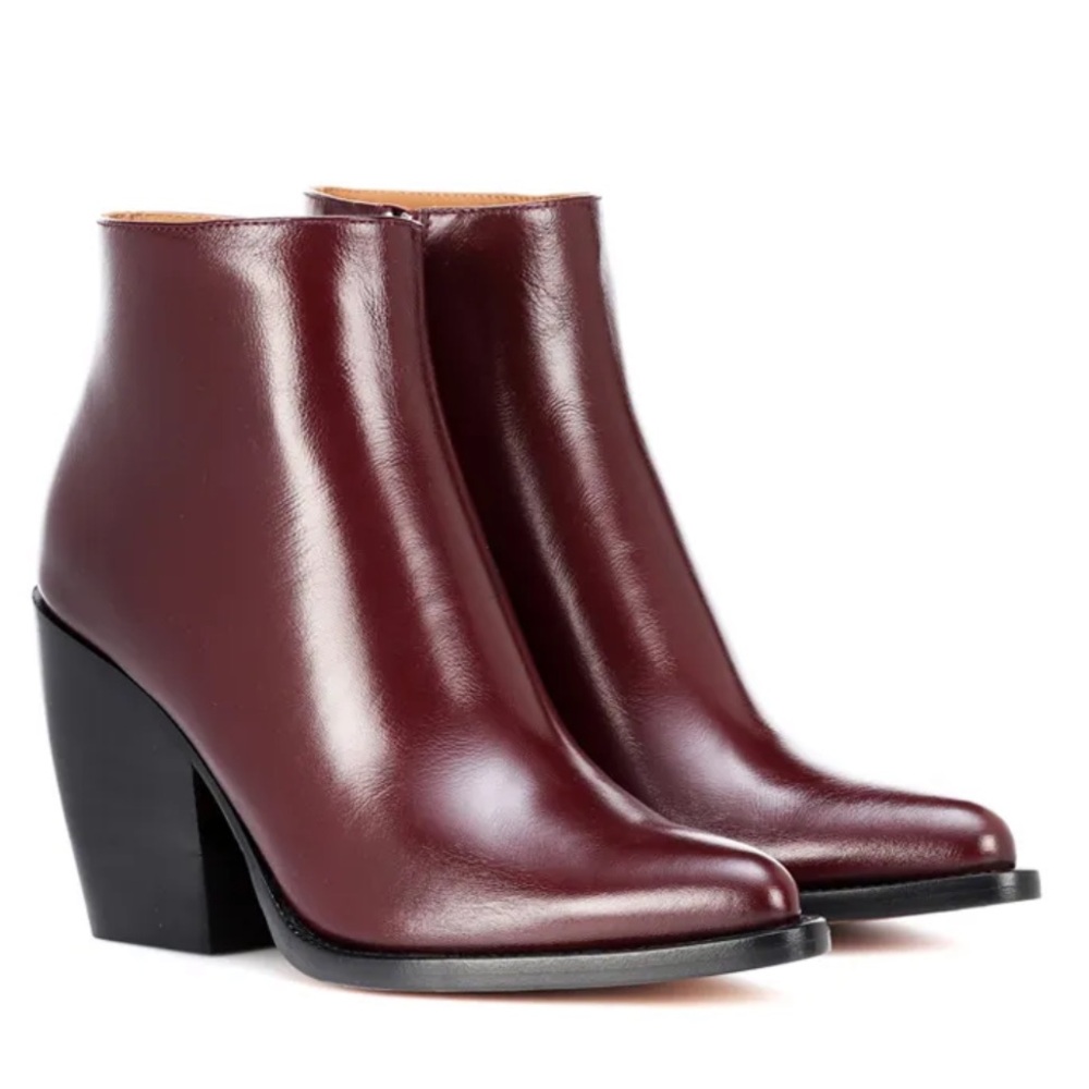 Chloe Rylee Leather Oxblood Boots Size 37.5